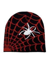 Nowa czarna czapka zimowa beanie z motywem pajęczyny spider web y2k