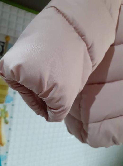 Piekna 56 62. 68 pudrowa kurtka zimowa na misiu miś futerko