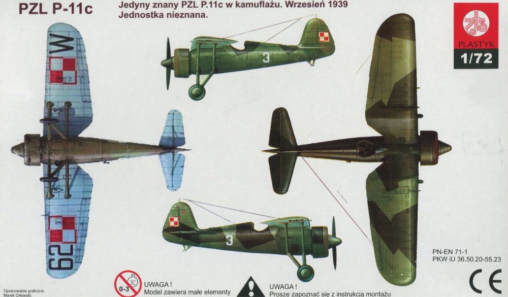 Model do sklejania samolot PZL P-11c Łaciata 3, Plastyk S046