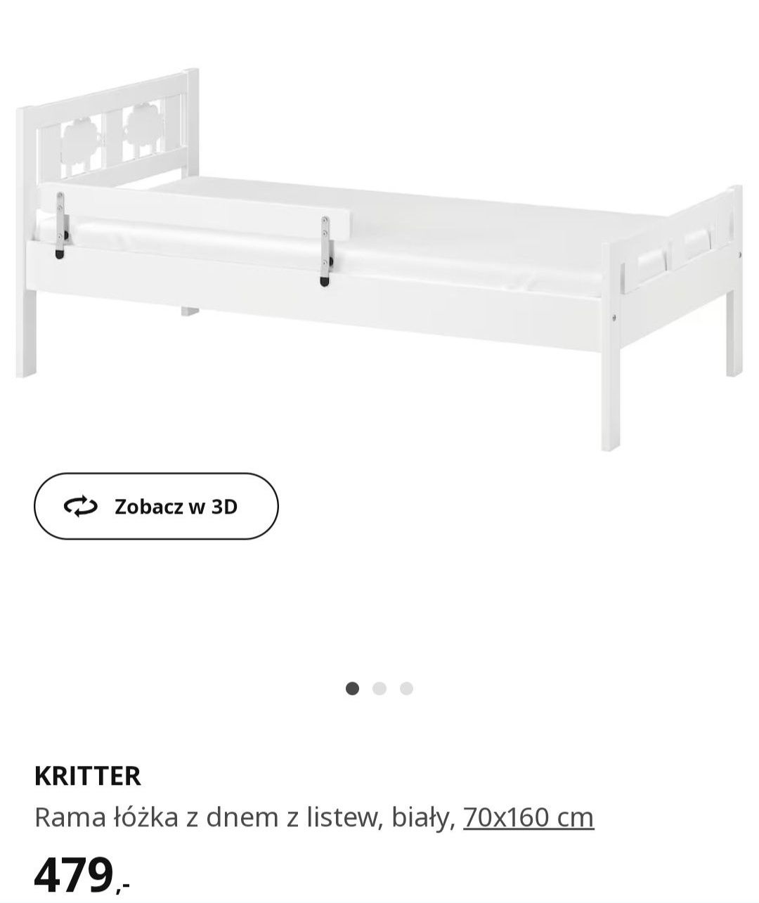 Łóżko ikea krittel z barierka 160x70