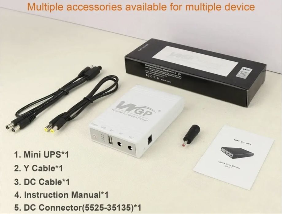 ДБЖ для роутера,павербанк MINI DC UPS WG103 (10400mAh,5V,9V,12V)