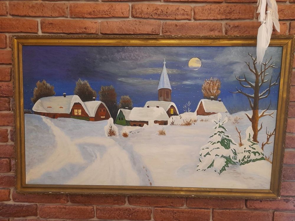 Картина село зима велика стара