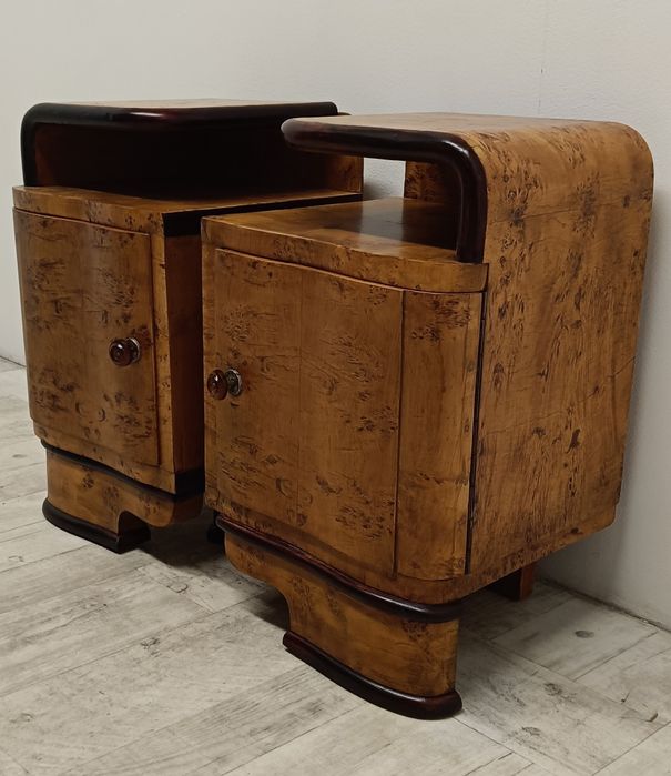 szafki nocne nakastliki drewniane stare art deco  vintage lata 60-te