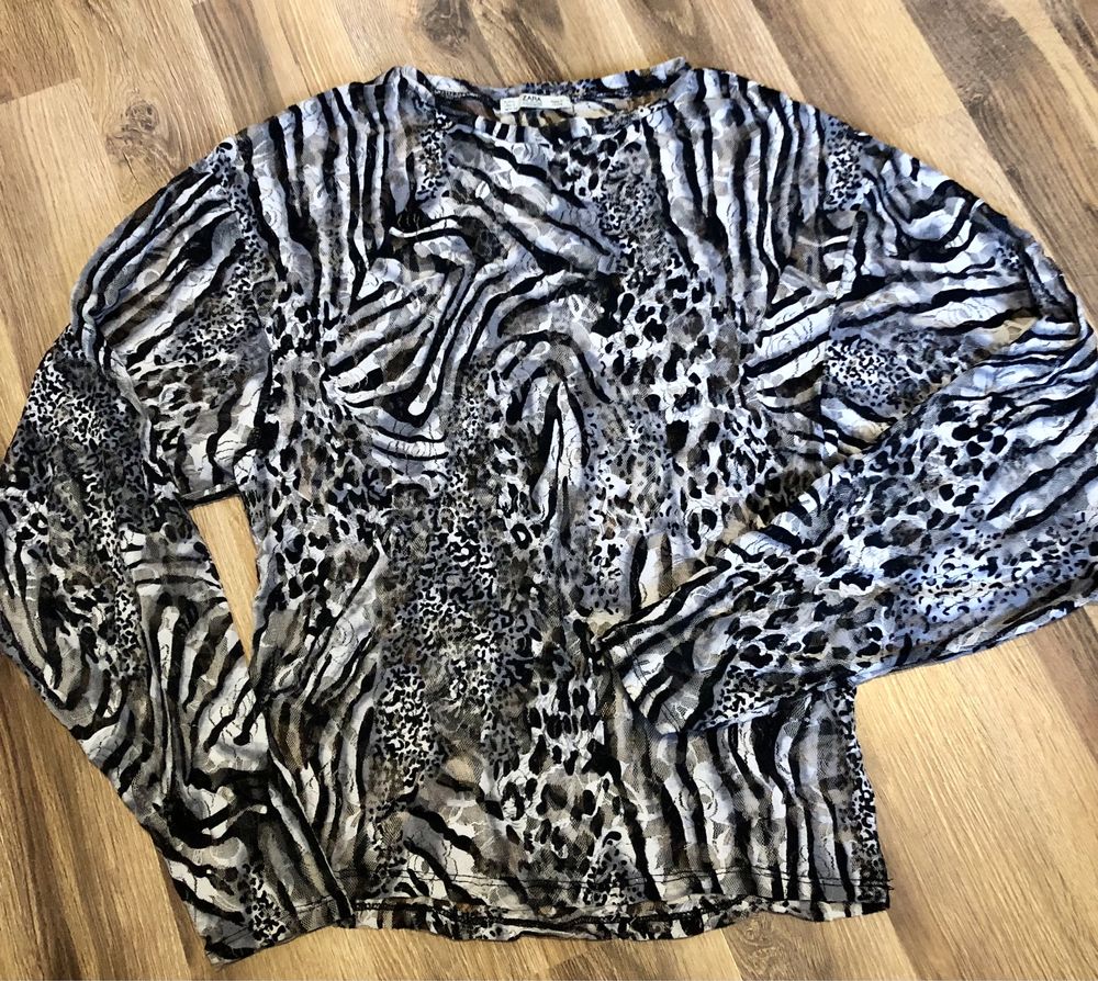 Bluzka w koronkę zebra Zara S