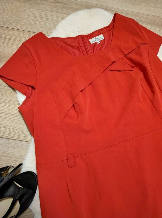 Czerwona elegancka sukienka 5XL 50 wesele chrzciny komunia impreza