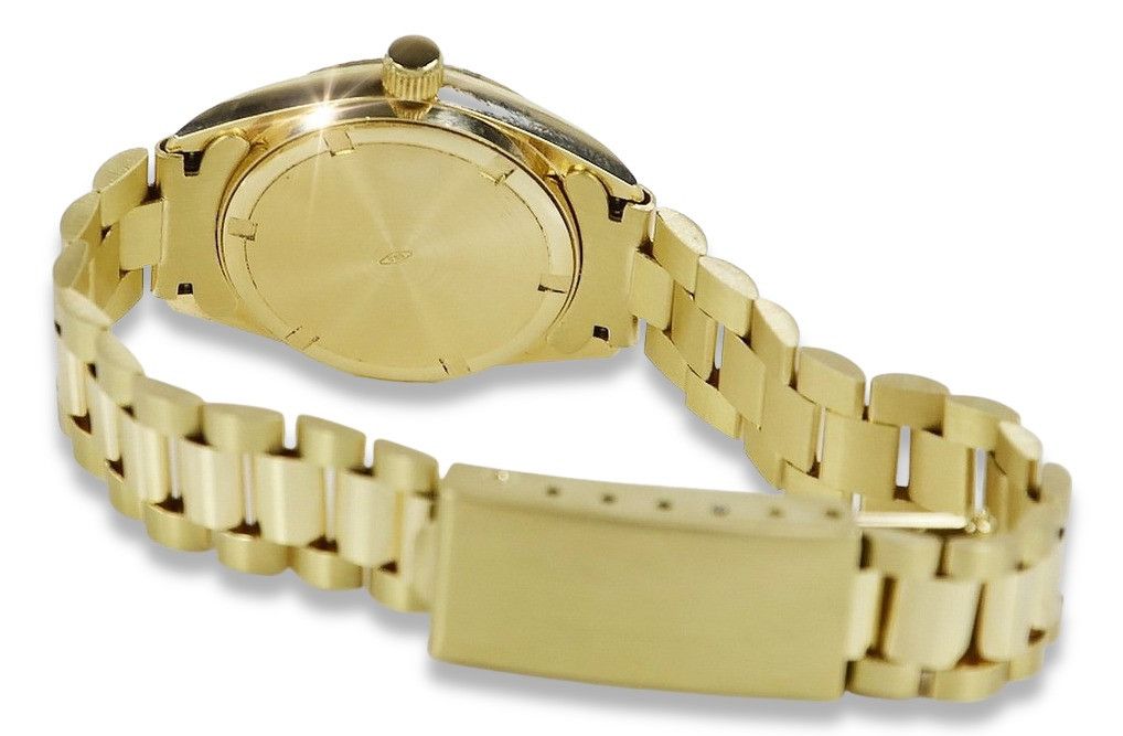 Złoty zegarek damski 14k Geneve z perłową tarczą lw020ydpr&lbw009y K