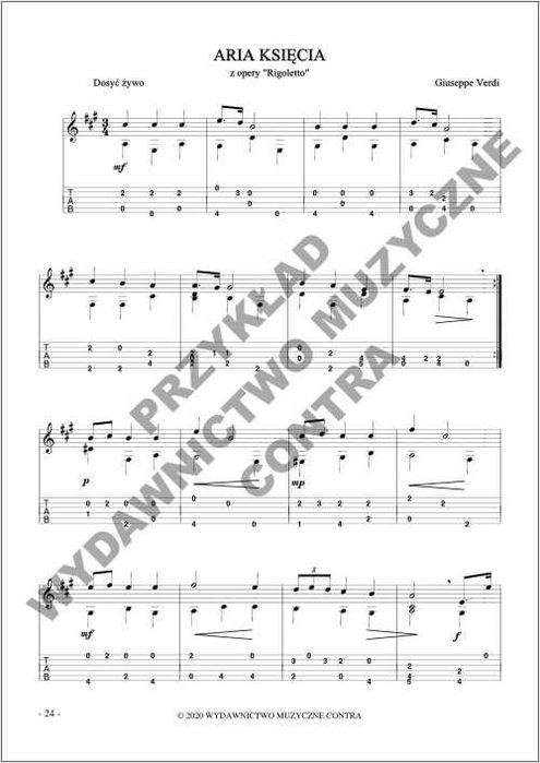 Łatwy Verdi na gitarę fingerpicking (nuty + tabulatury)