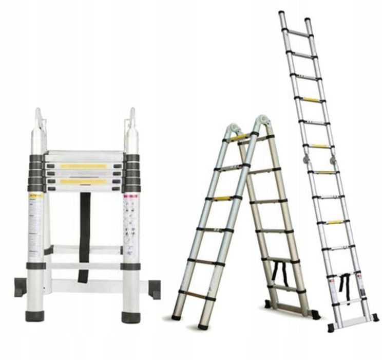 Телескопічна, алюмінієва складна драбина 3,8 м