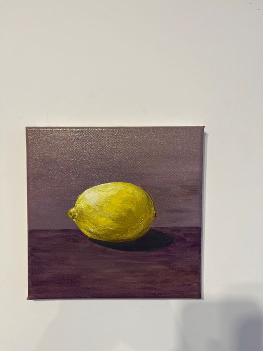 Obraz olejny na płótnie.Cytrynka. 20x20cm