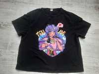 Czarny t-shirt kawaii manga 134 oversize shein