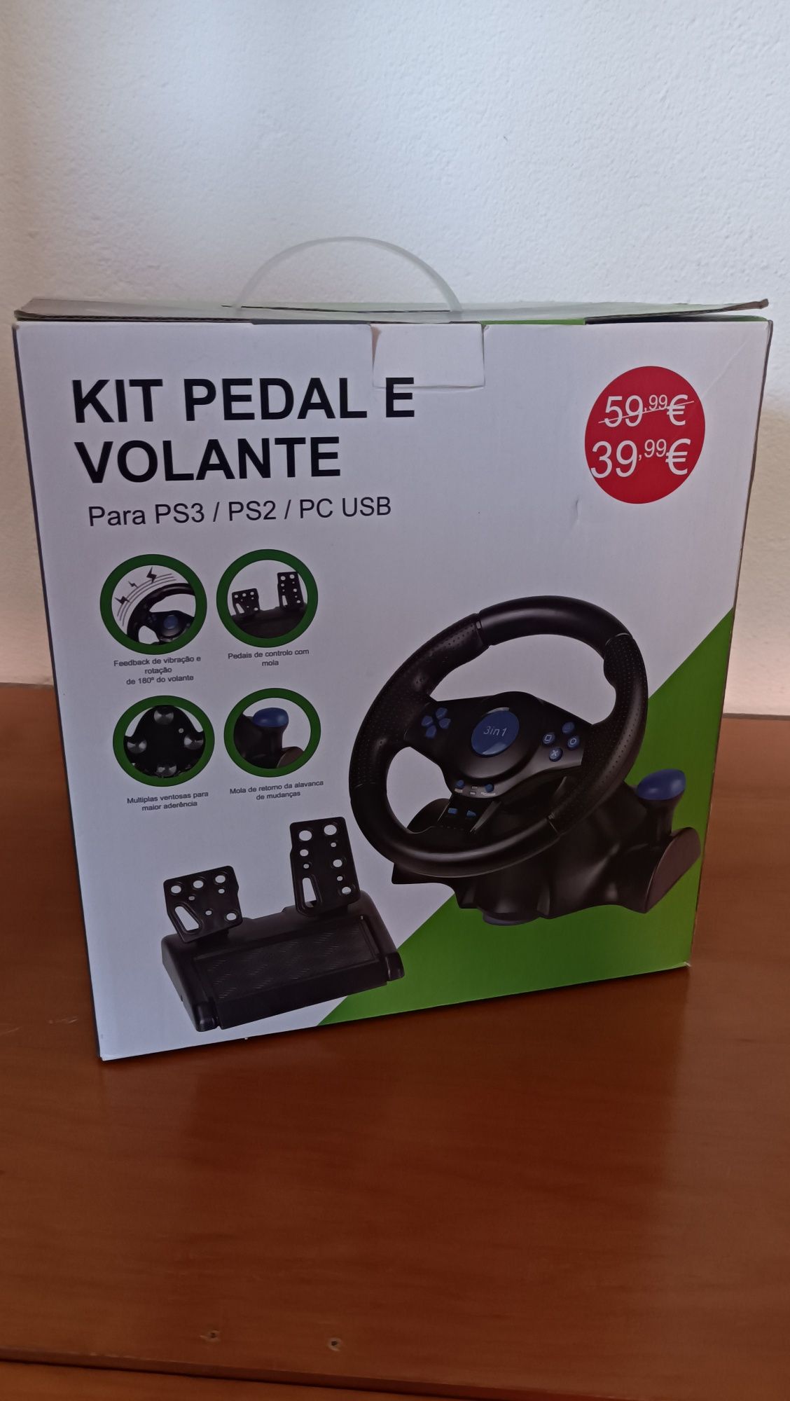 Volante e Pedais para PS2/PS3/PC