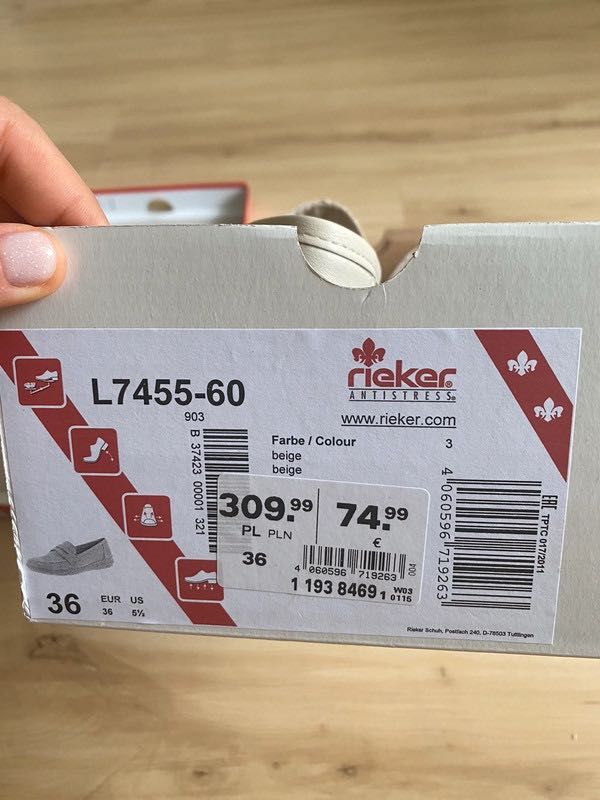 Mokasyny nowe Rieker beżowe