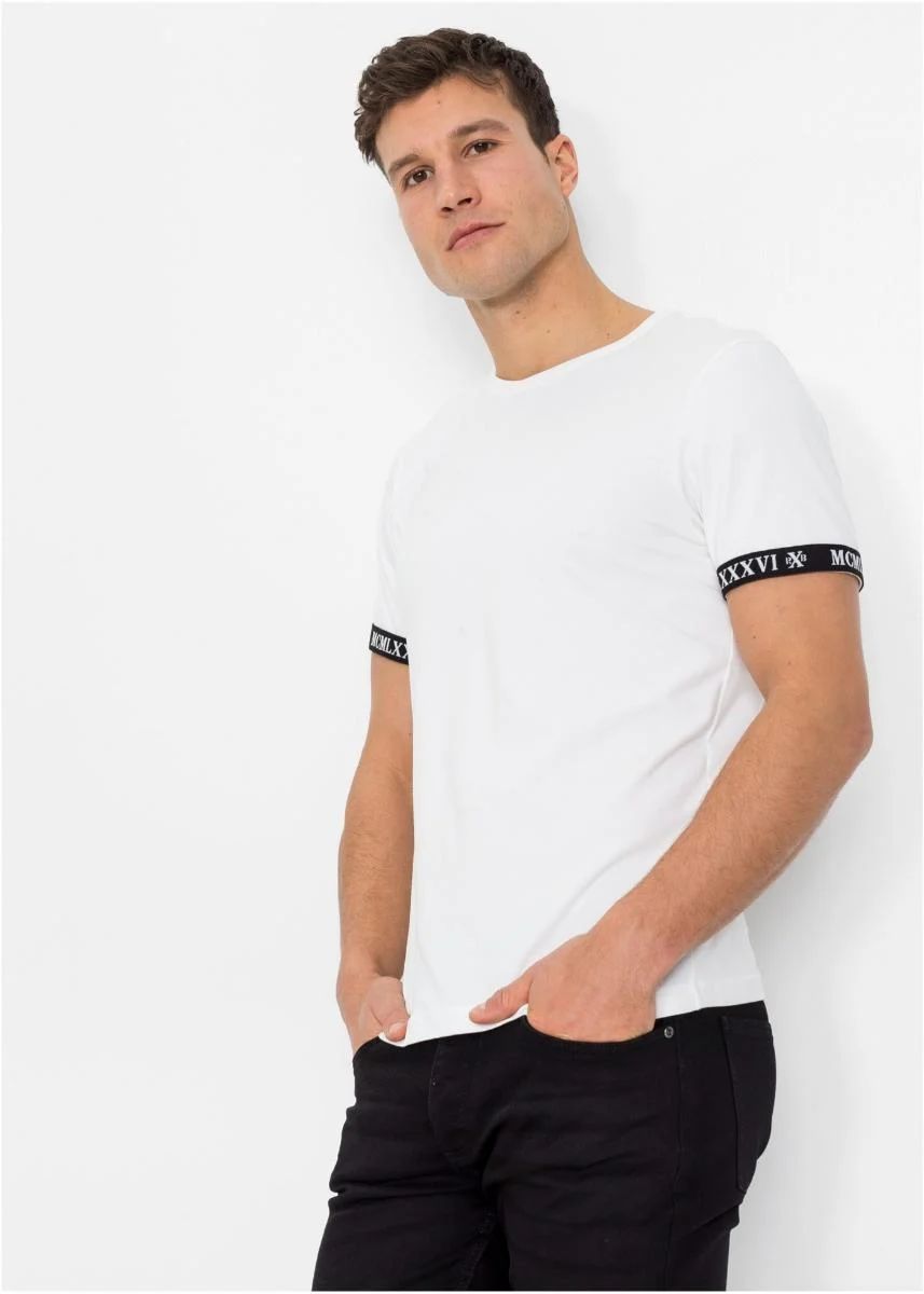 Bonprix biała nowoczesna koszulka T-shirt męska 60-62