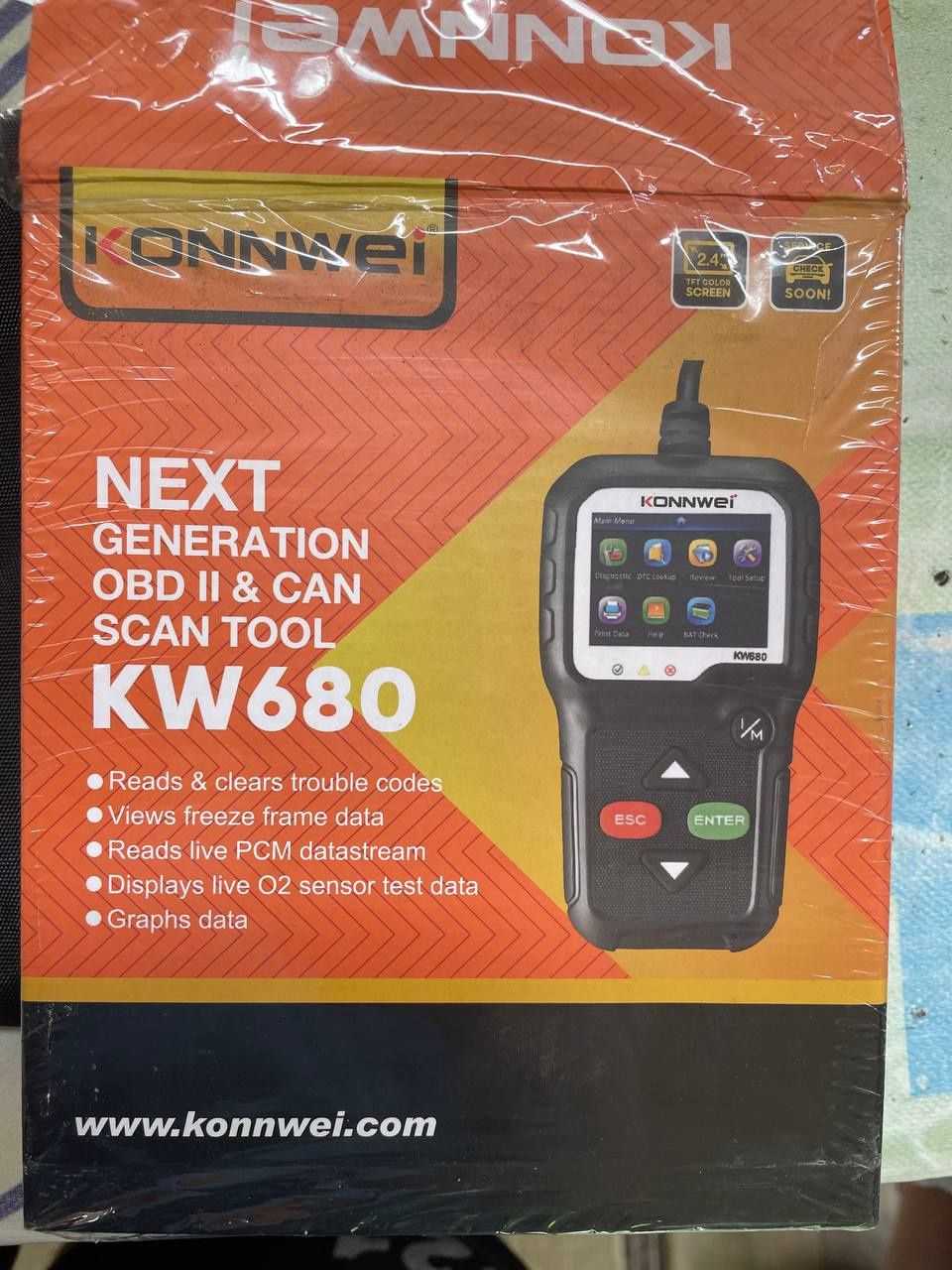 Сканер авто тестер KONNWEI KW 680,цветной экран
