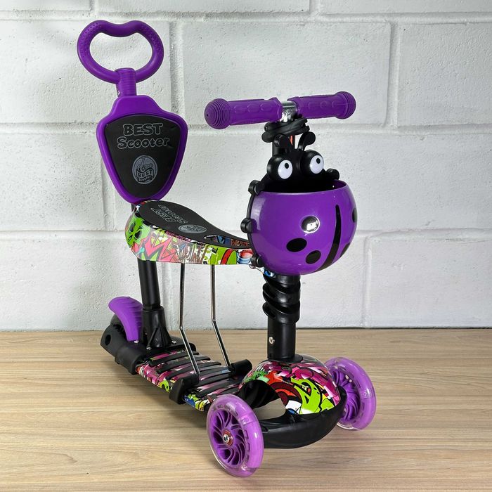 Уцінка!Самокат 5в1 Best Scooter 13400 з сидінням і батьківською ручкою