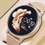 Elegancki damski smartwatch + złota i beżowa bransoleta. OKAZJA!