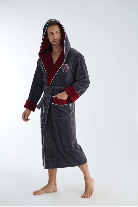 Халаты мужские Nusa 1305/1310 бамбук/хлопок с капюшоном