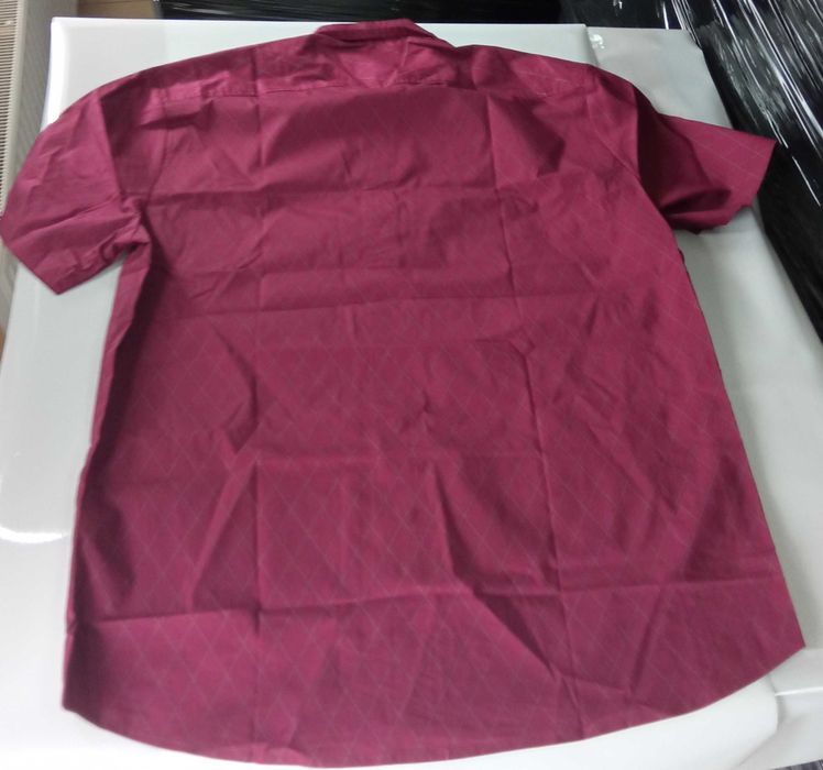 Nowa koszula męska / krótki rękaw / bordowa / wzór / R-L !57!