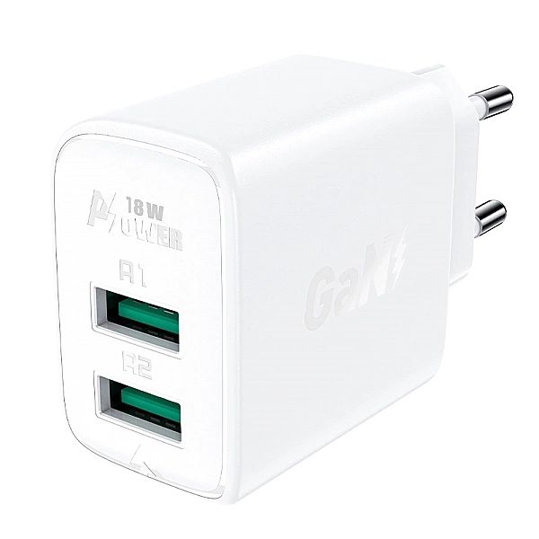 Acefast ładowarka sieciowa 2x USB 18W QC 3.0, AFC, FCP biały (A33 whit