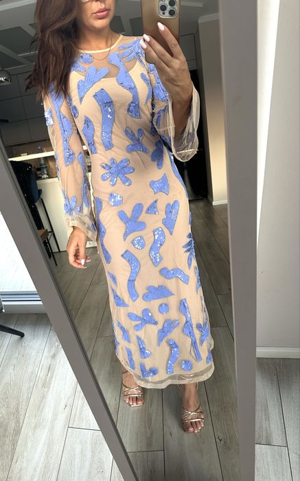 Topshop top shop sukienka maxi asos 34 xs dluga w cekiny kamienie