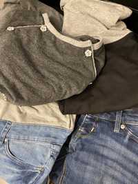 Ubrania ciążowe, spodnie z H&M i Esmary, spódnica, legginsy