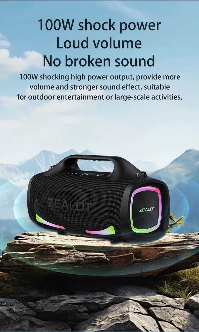ZEALOT S79 Zewnętrzny głośnik Bluetooth 100W - 24000mAh - Nowy