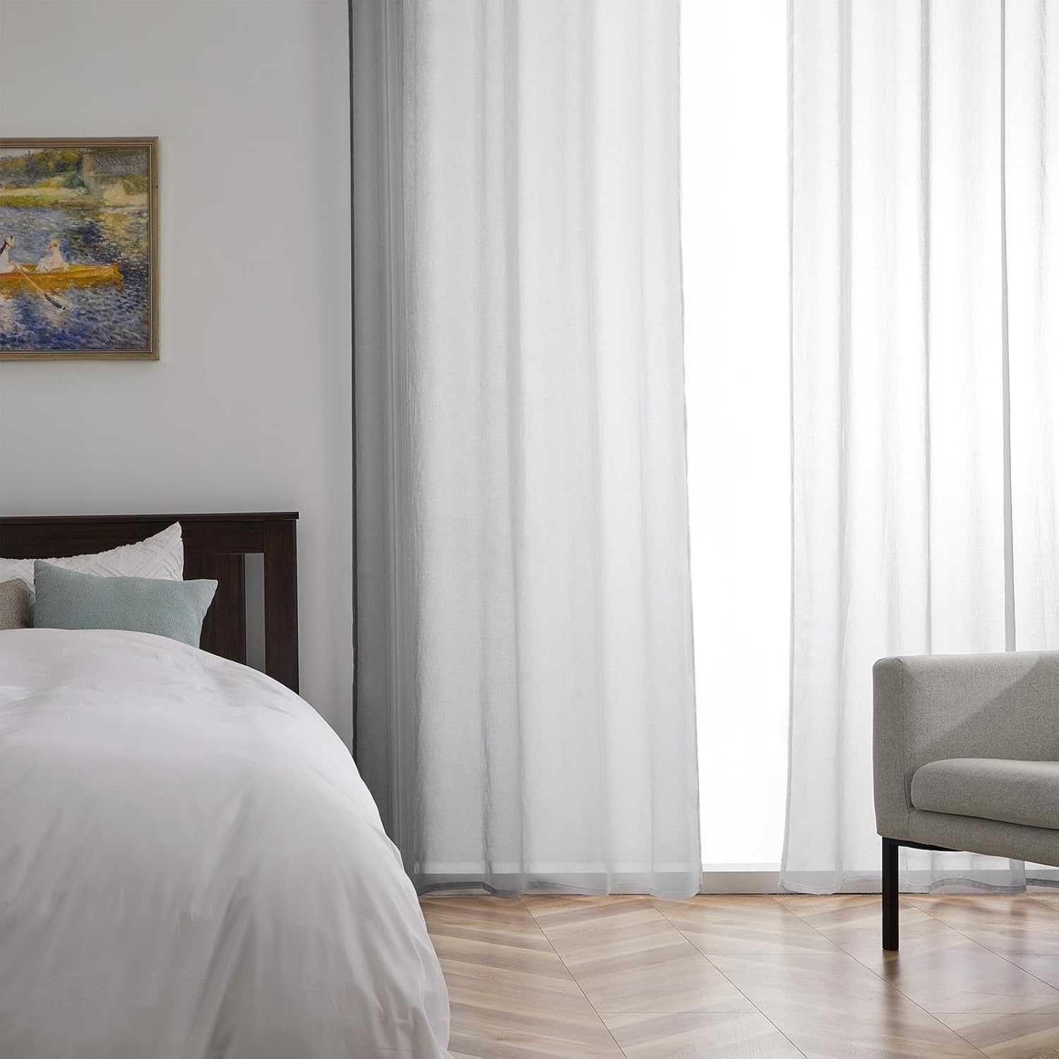 Szare firanki półprzezroczyste 240x140 cm, gradientowe, na przelotkach