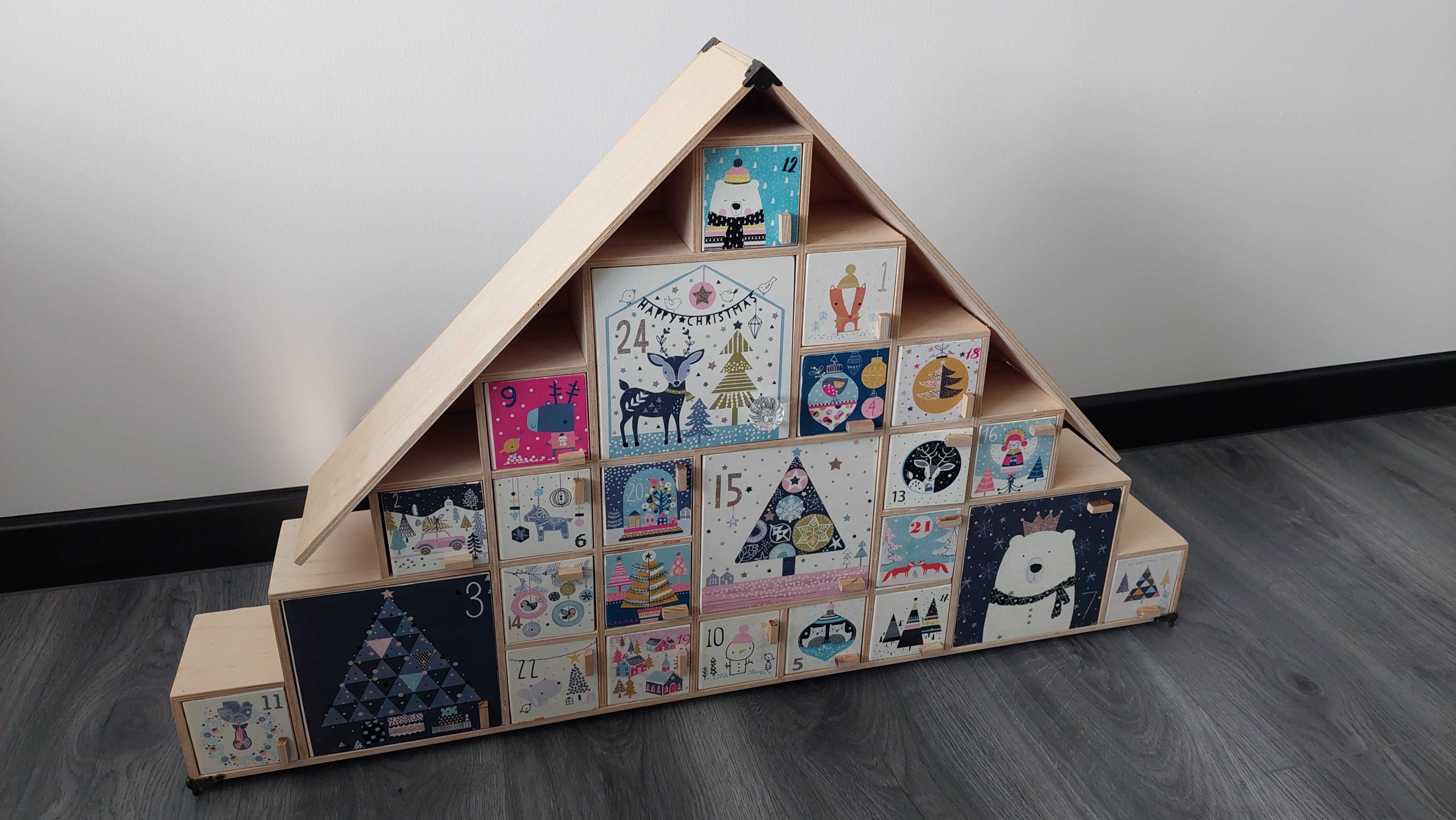 Kalendarz adwentowy drewniany hand made duży xl ręcznie robiony