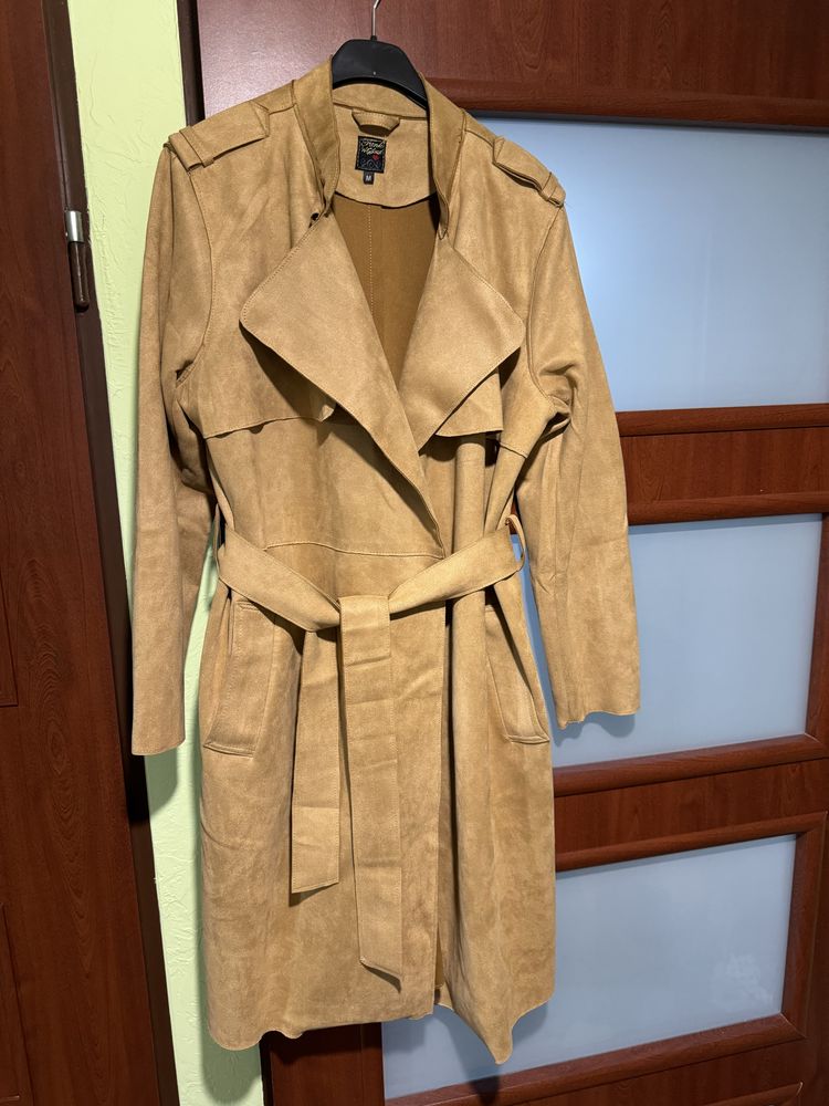 Płaszcz trench imitacja zamszu rozm M