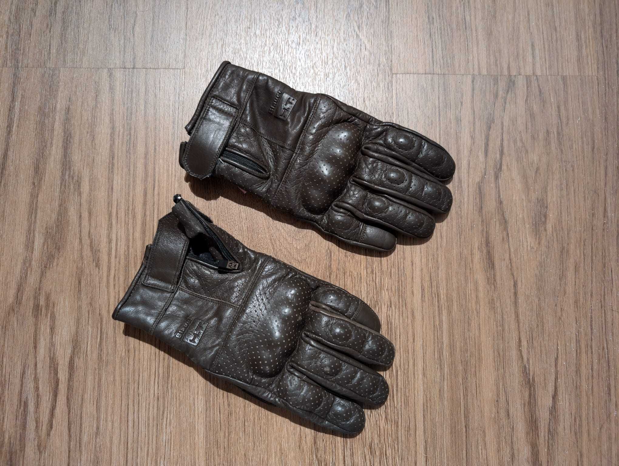 Luvas de mota com proteções - Blauer, Castanhas, em cabedal