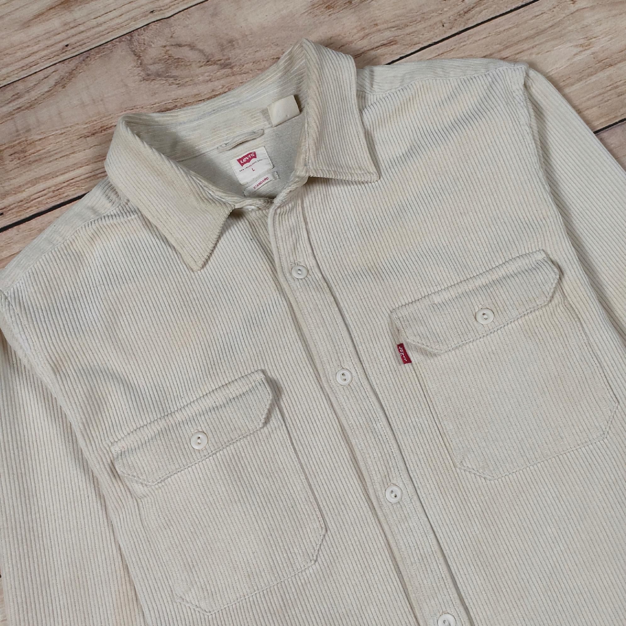 LEVI'S Koszula Męska Sztruks Beżowa Logowana r. L