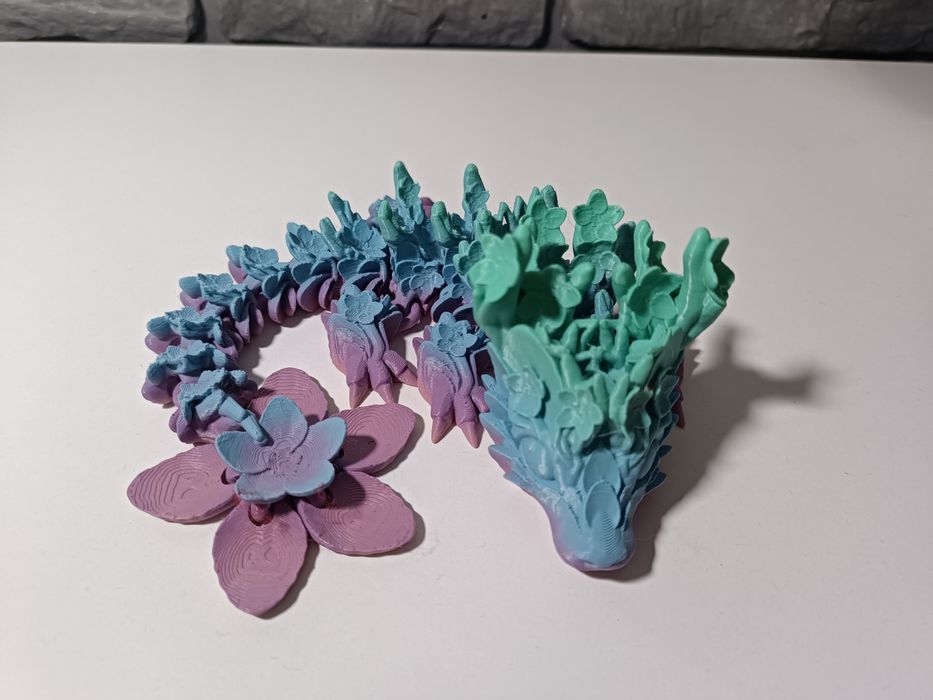 Smok Kwiatowy, Figurka 3D, Zabawka, Ruchomy wydruk 3D