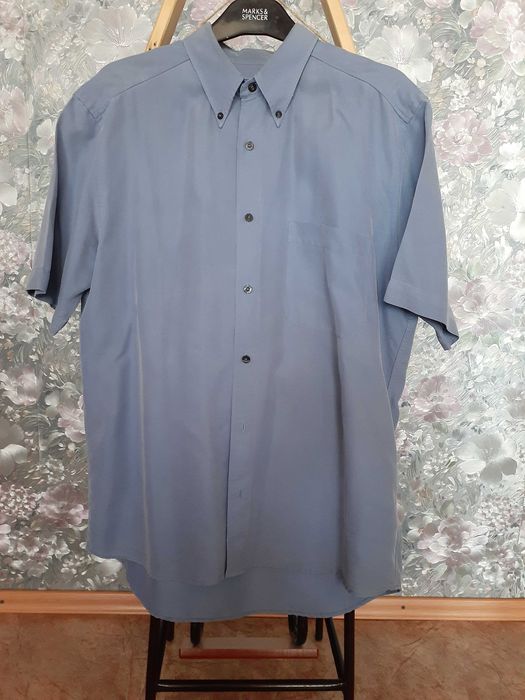 Рубашка мужская стальная с коротким рукавом классика летняя большая