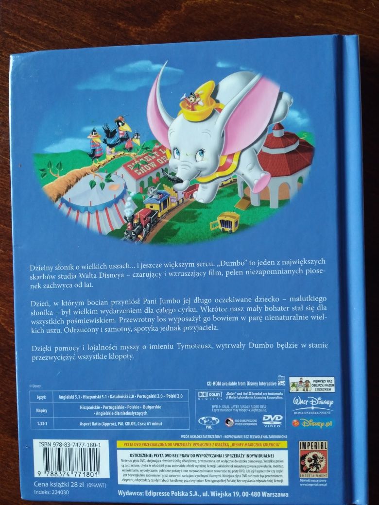 Dumbo - film DVD i książka z kolekcji Disneya