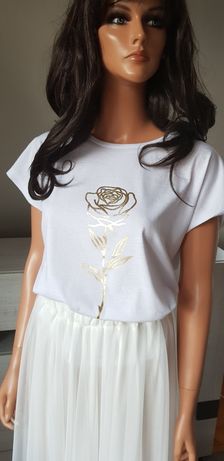 Koszulka t-shirt 38 nowa złota róża