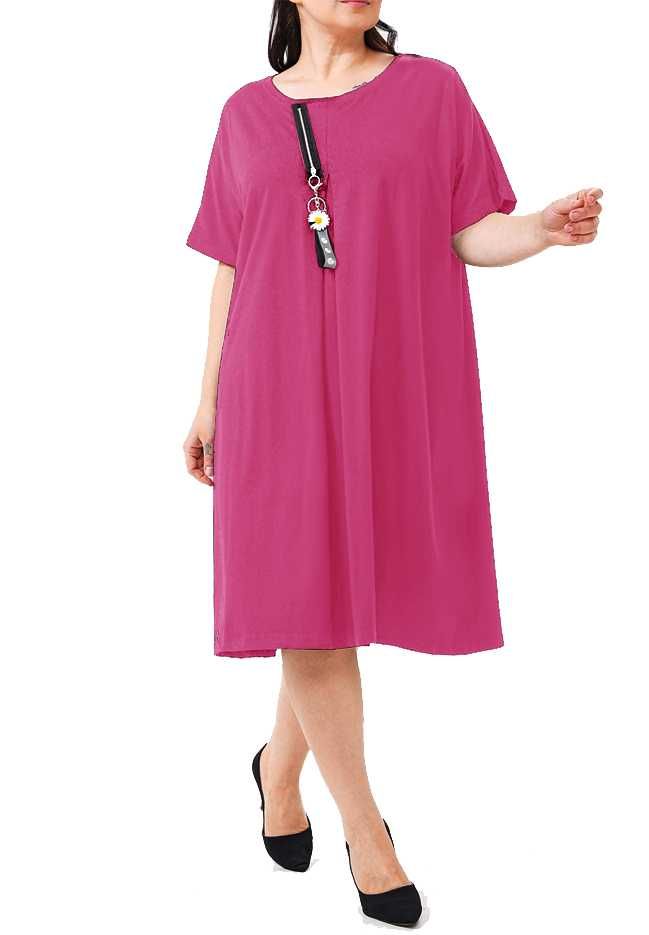 Modna wygodna luźna sukienka plus size 4xl 5xl 50/52/54 bordo