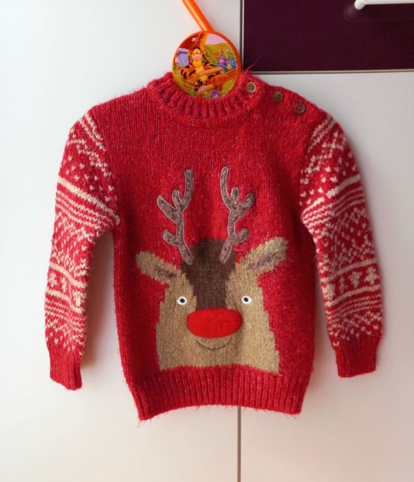 Next świąteczny sweter 98 ciepły sweterek święta mikołaj