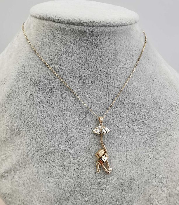 Celebrytka pozłacana 40+5 CM robot z parasolką