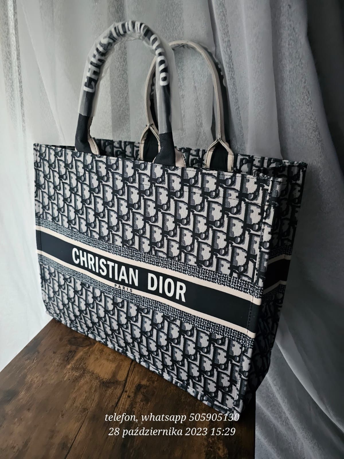 Piękna duża 42cm XL Dior monogram Shopper piękna Bag