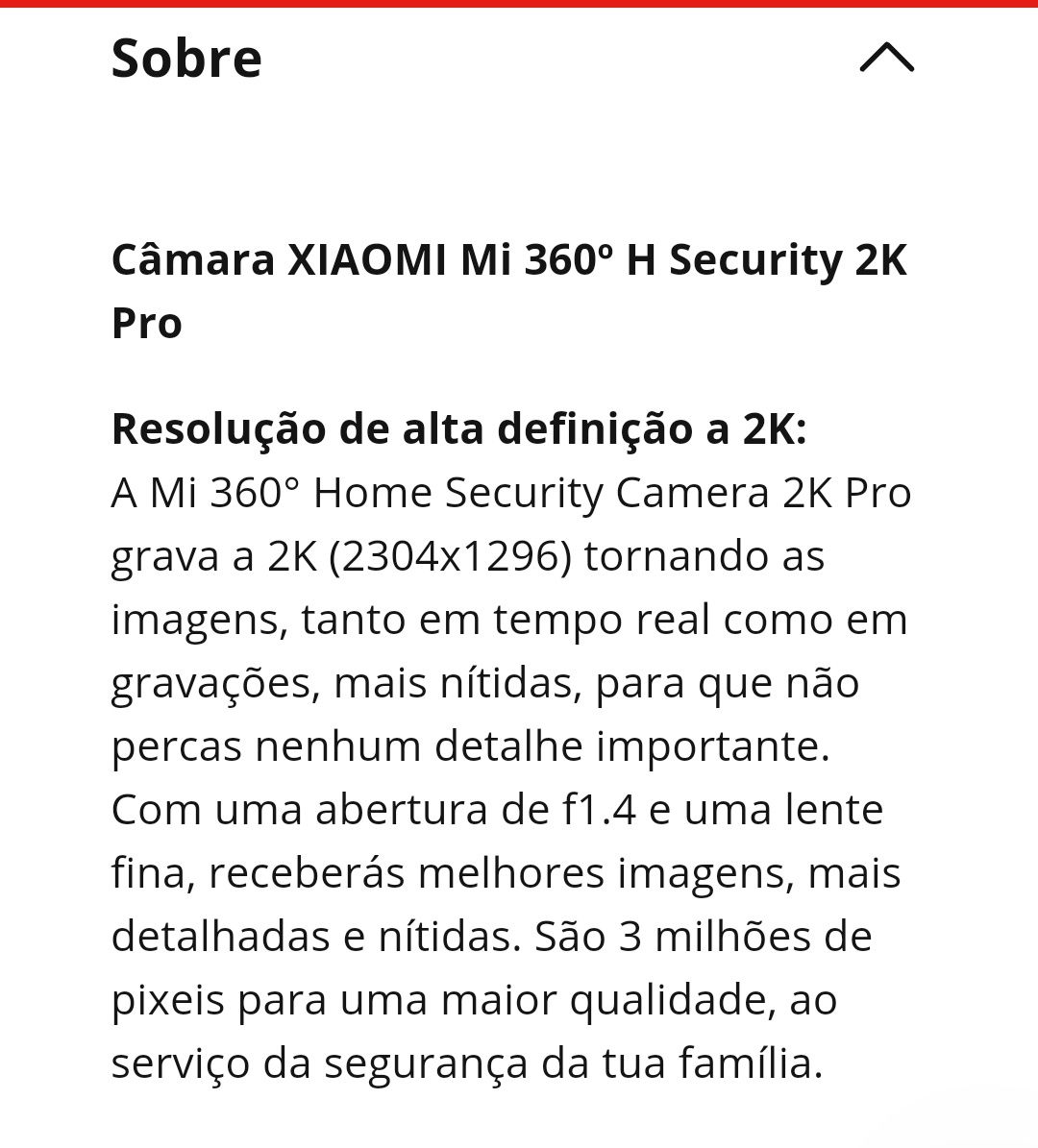 Câmara Xiaomi 360 ler anúncio