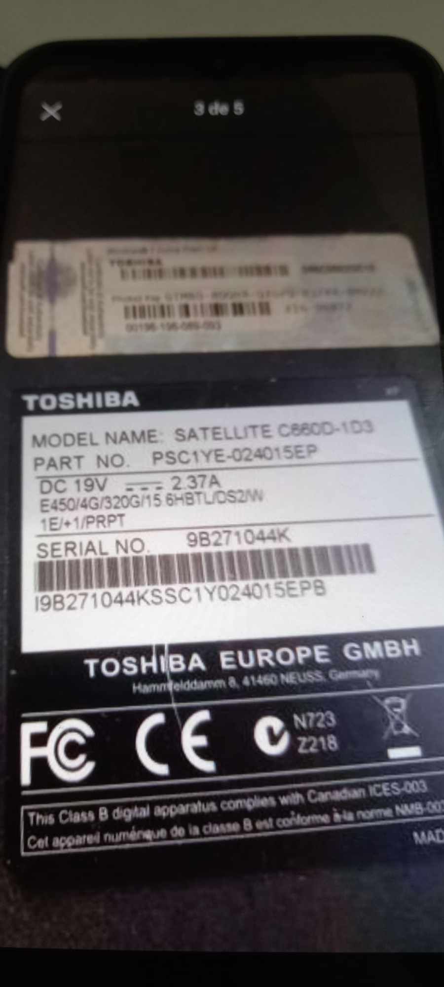 portátil Toshiba  para peças