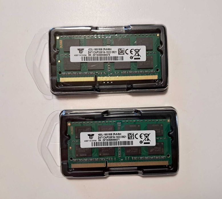 Pamięć 16GB zestaw dwóch kości po 8GB DDR3 1600MHz do laptopa