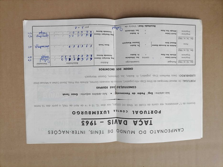 Programa TÉNIS - Taça Davis 1963 e Torneio Internacional de Ténis 1948