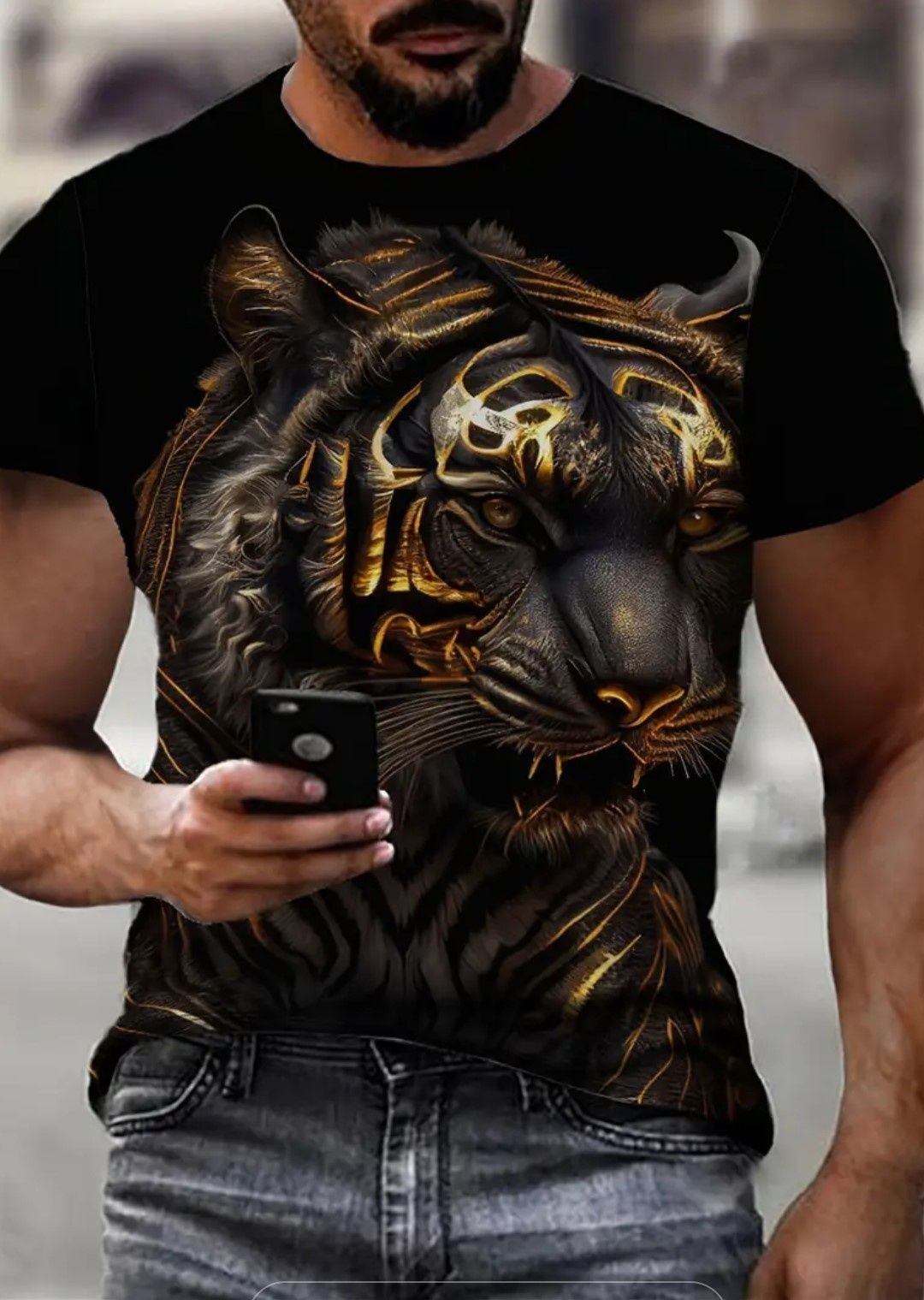 Super strój na Halloween tygrys T-shirt +maska roz XL - XXL