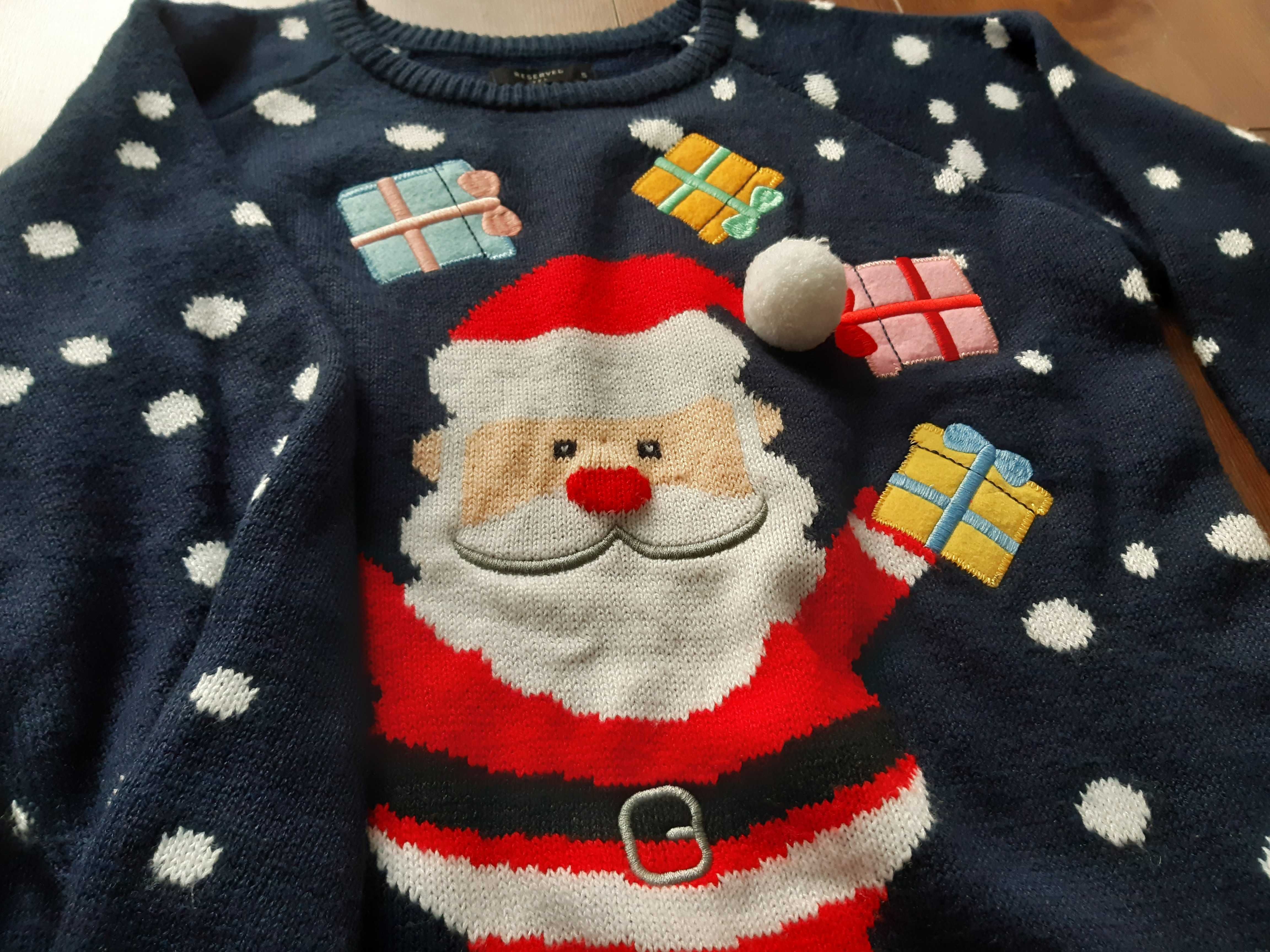 Sweter Reserved świąteczny damski S lub M miękki ze świecącym noskiem