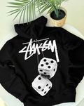 Dice Stussy — Худи черное Найк Стусси — XS S M L XL — BIG Лого Принт