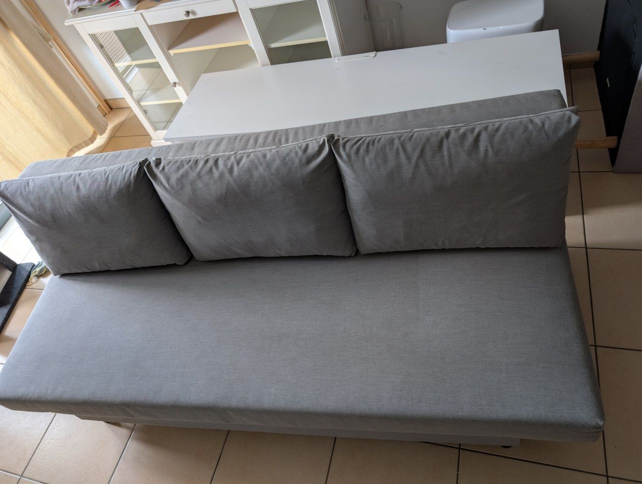 Sofá-cama 3 lugares, Knisa bege acinzentado [Excelente estado]