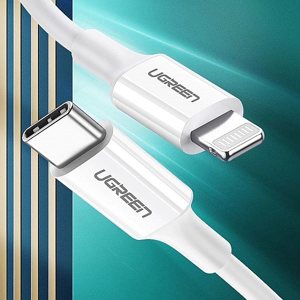 Kabel Ugreen US171 Lightning - USB-C MFi PD 20W 480Mb/s 1m - biały