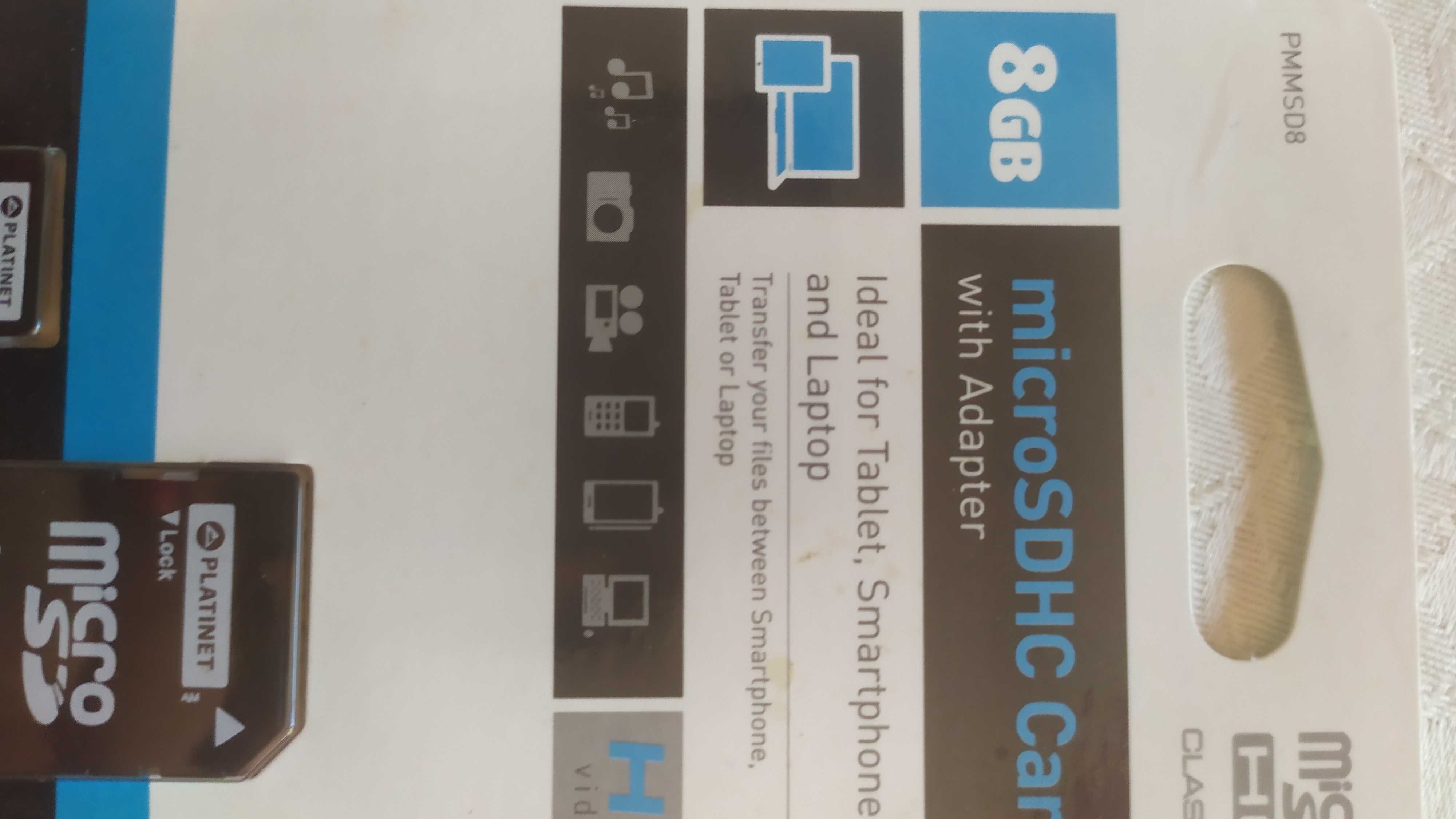 Nowa karta pamięci 8 GB MicroSDHC Card with adapter, Platinet
