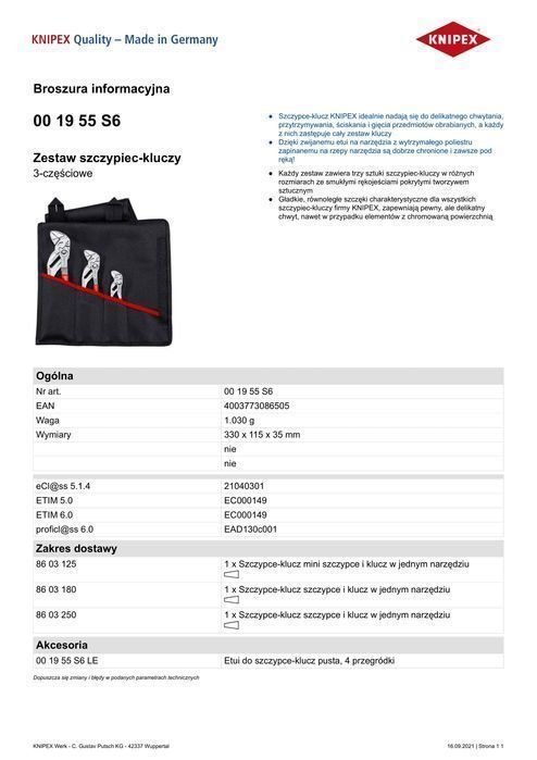 Zestaw Szczypiec Do Rur W Etui 3-Częściowy 125,180,250Mm.
